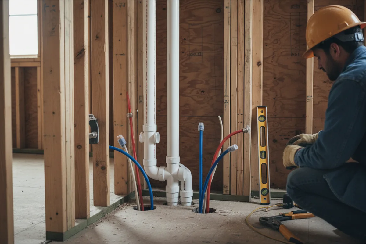 Drain and supply rough-in during Garbage Disposal Repair in Los Banos